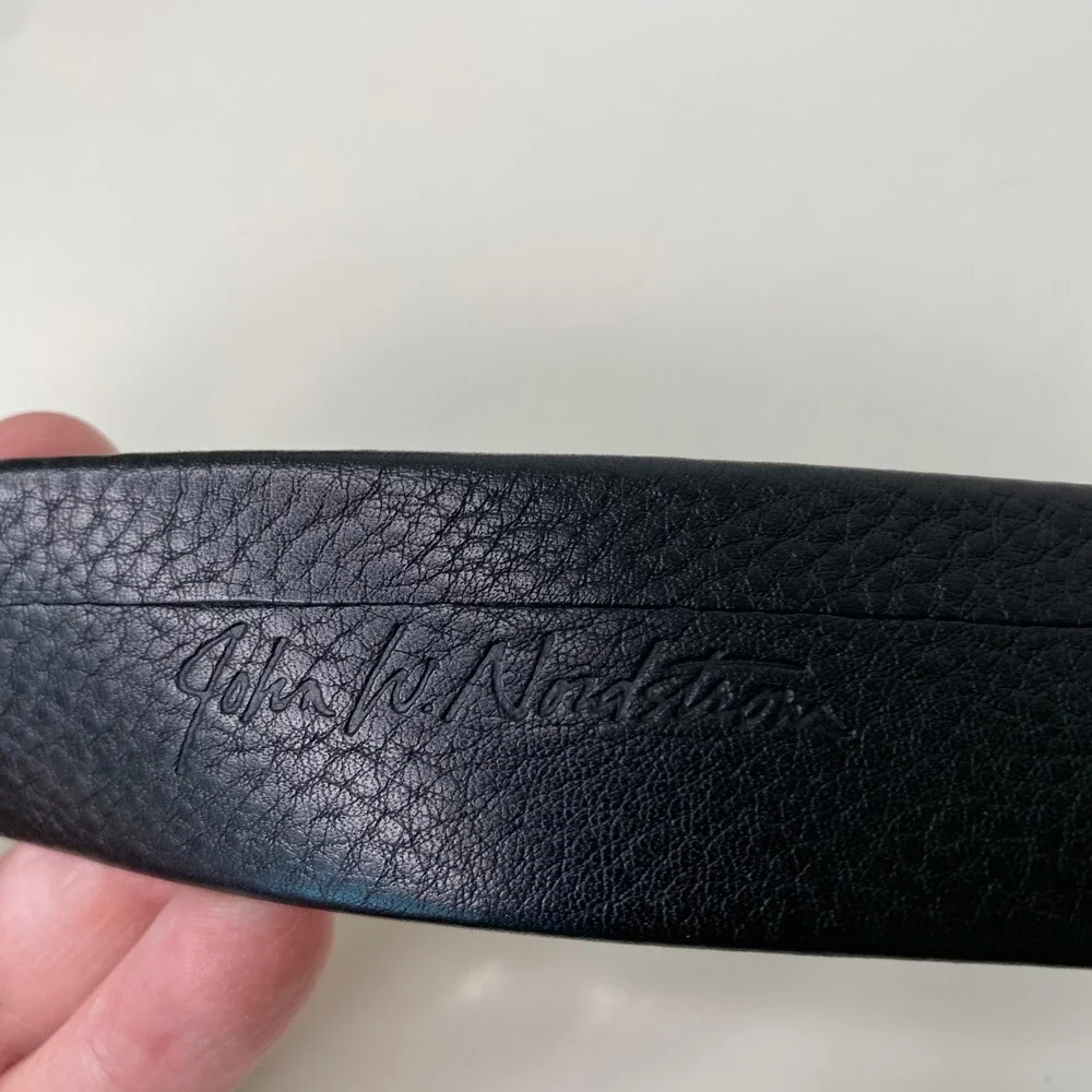 John W Nordstrom‎ Men's Classic Black Pebbled Leather Belt Silver Buckle Size 40